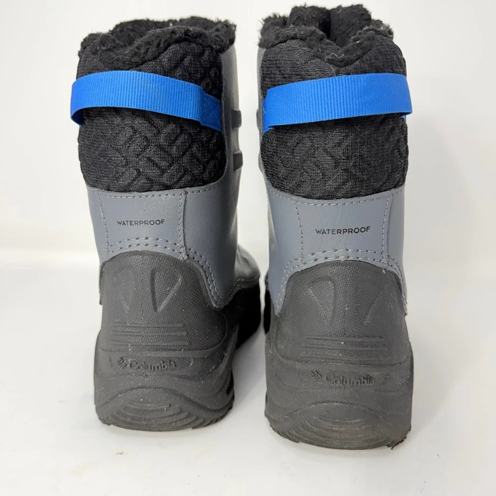 Columbia Youth Waterproof Winter Boots Grey Black Blue BY4972-011 Size 6